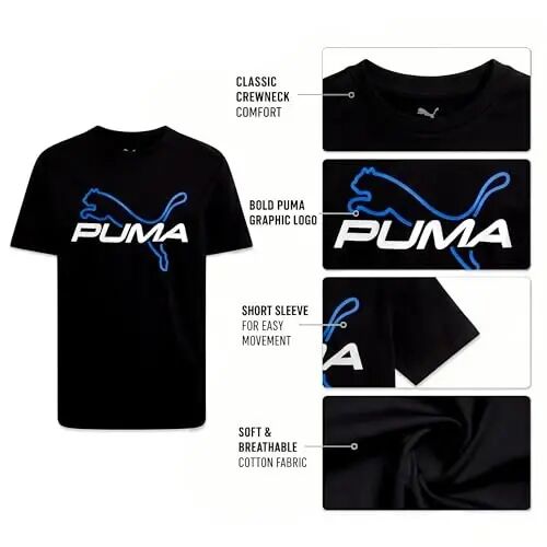 PUMA Boys T-Shirt - Cat Logo T-Shirt for Boys - Athletic Crewneck Short Sleeve Tee (S-XL) - 4