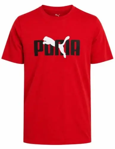 PUMA Boys T-Shirt - Cat Logo T-Shirt for Boys - Athletic Crewneck Short Sleeve Tee (S-XL), Size Large, Green/Yellow - PUMA