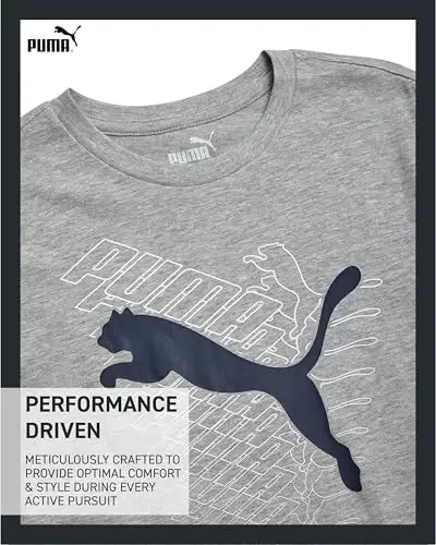 PUMA Boys T-Shirt - O'g'il bolalar uchun mushuk logotipi tushirilgan futbolka - Atletik dumaloq bo'yinli qisqa yengli futbolka (S-XL) - 4