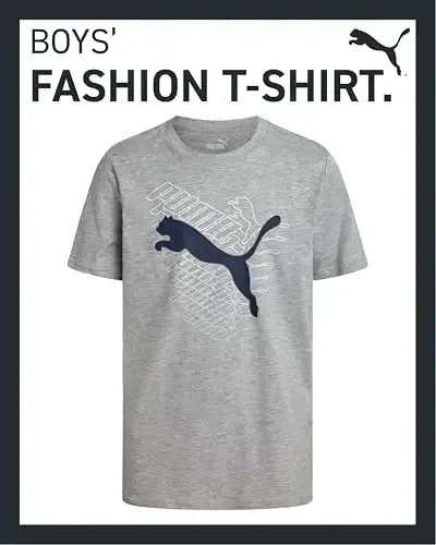 PUMA Boys T-Shirt - O'g'il bolalar uchun mushuk logotipi tushirilgan futbolka - Atletik dumaloq bo'yinli qisqa yengli futbolka (S-XL) - 3