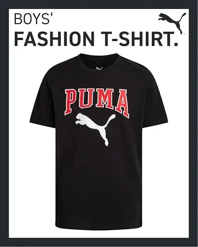 PUMA Boys T-Shirt - O'g'il bolalar uchun mushuk logotipi tushirilgan futbolka - Atletik dumaloq bo'yinli qisqa yengli futbolka (S-XL) - 2