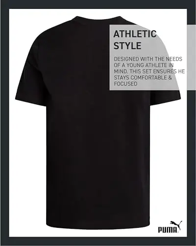 PUMA Boys T-Shirt - O'g'il bolalar uchun mushuk logotipi tushirilgan futbolka - Atletik dumaloq bo'yinli qisqa yengli futbolka (S-XL) - 5