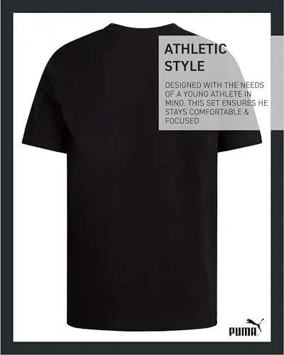 PUMA Boys T-Shirt - O'g'il bolalar uchun mushuk logotipi tushirilgan futbolka - Atletik dumaloq bo'yinli qisqa yengli futbolka (S-XL) - 5
