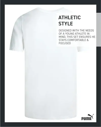 PUMA Boys T-Shirt - O'g'il bolalar uchun mushuk logotipi tushirilgan futbolka - Atletik dumaloq bo'yinli qisqa yengli futbolka (S-XL) - 5