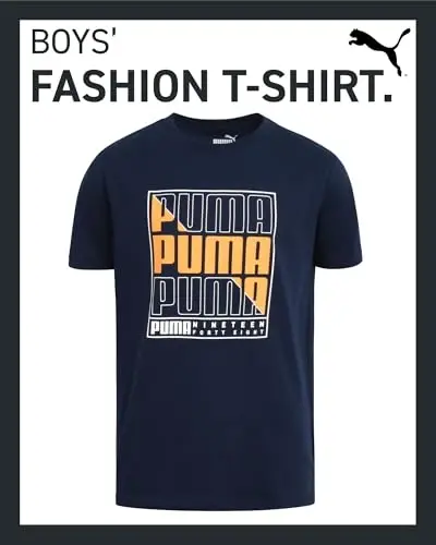 PUMA Boys T-Shirt - O'g'il bolalar uchun mushuk logotipi tushirilgan futbolka - Atletik dumaloq bo'yinli qisqa yengli futbolka (S-XL) - 2