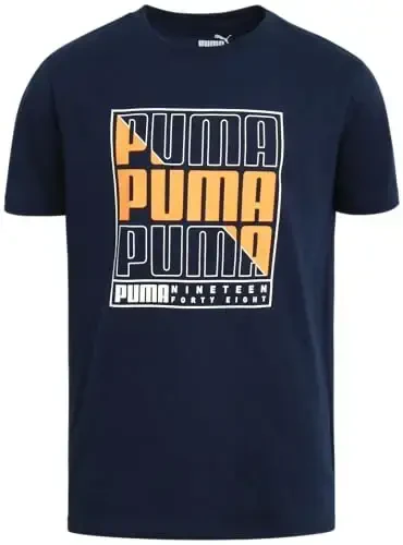 PUMA Boys T-Shirt - O'g'il bolalar uchun mushuk logotipi tushirilgan futbolka - Atletik dumaloq bo'yinli qisqa yengli futbolka (S-XL) - PUMA