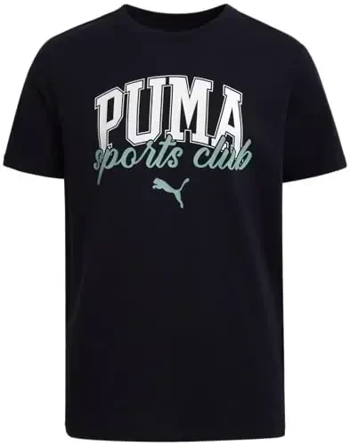 PUMA Boys T-Shirt - O'g'il bolalar uchun mushuk logotipi tushirilgan futbolka - Atletik dumaloq bo'yinli qisqa yengli futbolka (S-XL) 