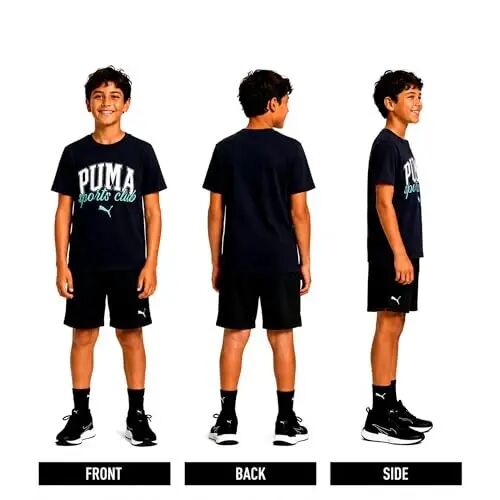 PUMA Boys T-Shirt - O'g'il bolalar uchun mushuk logotipi tushirilgan futbolka - Atletik dumaloq bo'yinli qisqa yengli futbolka (S-XL) - PUMA