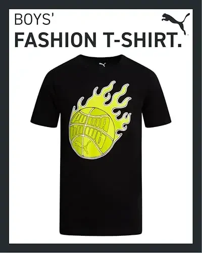 PUMA Boys T-Shirt - O'g'il bolalar uchun mushuk logotipi tushirilgan futbolka - Atletik dumaloq bo'yinli qisqa yengli futbolka (S-XL) - 2