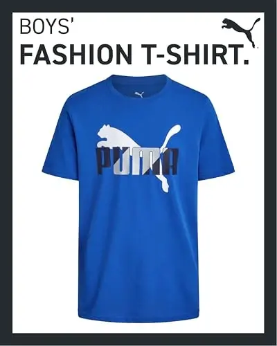 PUMA Boys T-Shirt - O'g'il bolalar uchun mushuk logotipi tushirilgan futbolka - Atletik dumaloq bo'yinli qisqa yengli futbolka (S-XL) - 2