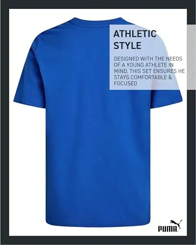 PUMA Boys T-Shirt - O'g'il bolalar uchun mushuk logotipi tushirilgan futbolka - Atletik dumaloq bo'yinli qisqa yengli futbolka (S-XL) - 5