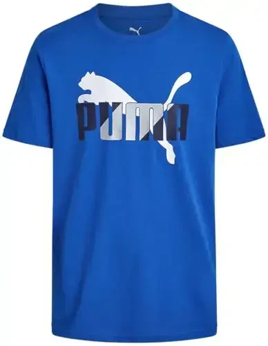 PUMA Boys T-Shirt - O'g'il bolalar uchun mushuk logotipi tushirilgan futbolka - Atletik dumaloq bo'yinli qisqa yengli futbolka (S-XL) - PUMA