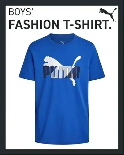 PUMA Boys T-Shirt - O'g'il bolalar uchun mushuk logotipi tushirilgan futbolka - Atletik dumaloq bo'yinli qisqa yengli futbolka (S-XL) - 2