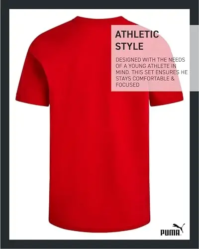 PUMA Boys T-Shirt - O'g'il bolalar uchun mushuk logotipi tushirilgan futbolka - Atletik dumaloq bo'yinli qisqa yengli futbolka (S-XL) - 5
