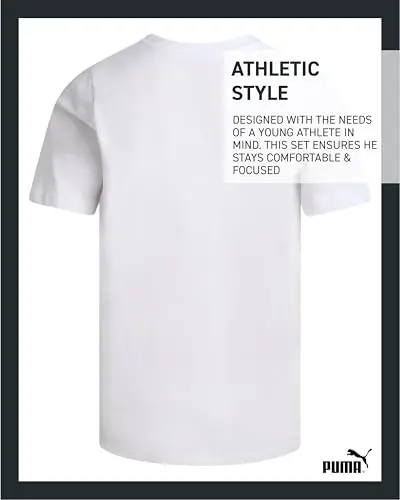 PUMA Boys T-Shirt - O'g'il bolalar uchun mushuk logotipi tushirilgan futbolka - Atletik dumaloq bo'yinli qisqa yengli futbolka (S-XL) - 5
