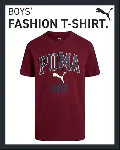 PUMA Boys T-Shirt - O'g'il bolalar uchun mushuk logotipi tushirilgan futbolka - Atletik dumaloq bo'yinli qisqa yengli futbolka (S-XL) - PUMA (1)