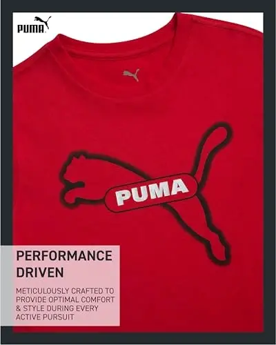 PUMA Boys T-Shirt - O'g'il bolalar uchun mushuk logotipi tushirilgan futbolka - Atletik dumaloq bo'yinli qisqa yengli futbolka (S-XL) - 3