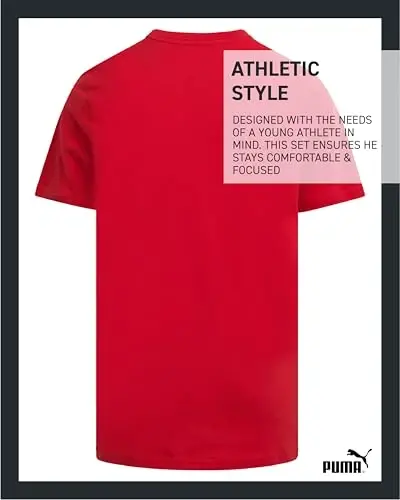 PUMA Boys T-Shirt - O'g'il bolalar uchun mushuk logotipi tushirilgan futbolka - Atletik dumaloq bo'yinli qisqa yengli futbolka (S-XL) - 5