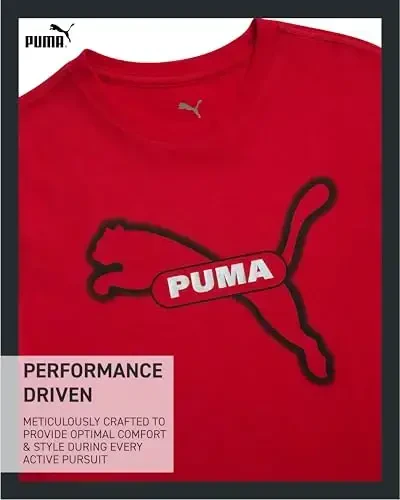 PUMA Boys T-Shirt - O'g'il bolalar uchun mushuk logotipi tushirilgan futbolka - Atletik dumaloq bo'yinli qisqa yengli futbolka (S-XL) - 3