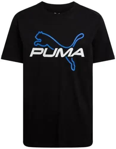 PUMA Boys T-Shirt - O'g'il bolalar uchun mushuk logotipi tushirilgan futbolka - Atletik dumaloq bo'yinli qisqa yengli futbolka (S-XL) - 1