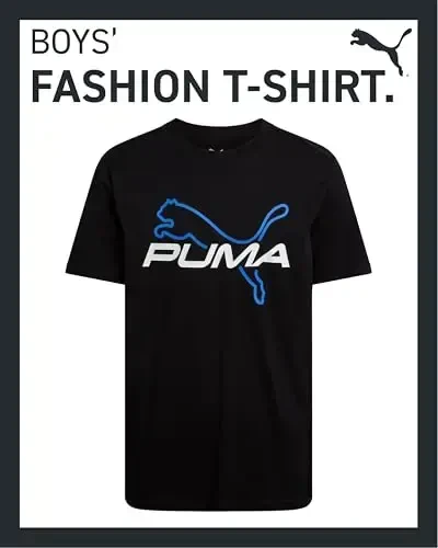 PUMA Boys T-Shirt - O'g'il bolalar uchun mushuk logotipi tushirilgan futbolka - Atletik dumaloq bo'yinli qisqa yengli futbolka (S-XL) - 2