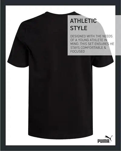 PUMA Boys T-Shirt - O'g'il bolalar uchun mushuk logotipi tushirilgan futbolka - Atletik yumaloq bo'yinli qisqa yengli futbolka (S-XL) - 5