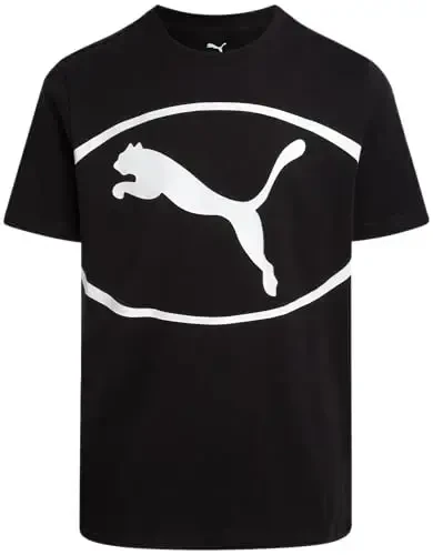 PUMA Boys T-Shirt - O'g'il bolalar uchun mushuk logotipi tushirilgan futbolka - Atletik yumaloq bo'yinli qisqa yengli futbolka (S-XL) 