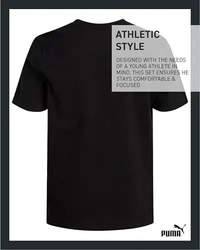 PUMA Boys T-Shirt - O'g'il bolalar uchun mushuk logotipi tushirilgan futbolka - Atletik yumaloq bo'yinli qisqa yengli futbolka (S-XL) - 5