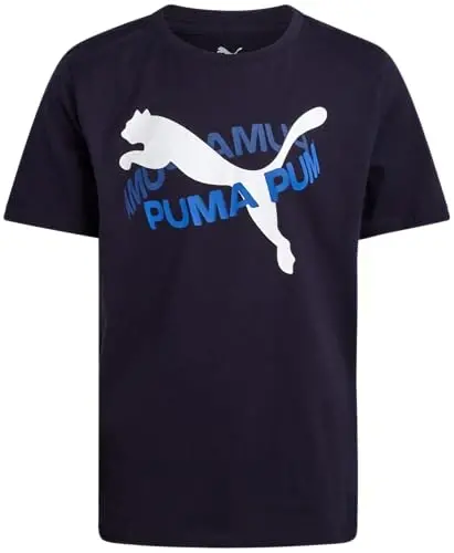 PUMA Boys T-Shirt - O'g'il bolalar uchun mushuk logotipli futbolka - Atletik dumaloq bo'yinli qisqa yengli futbolka (S-XL) - 1