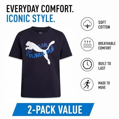 PUMA Boys T-Shirt - O'g'il bolalar uchun mushuk logotipli futbolka - Atletik dumaloq bo'yinli qisqa yengli futbolka (S-XL) - 3
