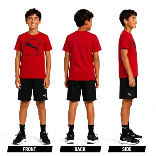 PUMA Boys T-Shirt - O'g'il bolalar uchun mushuk logotipli futbolka - Atletik dumaloq bo'yinli qisqa yengli futbolka (S-XL) 