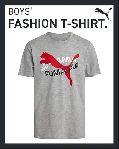 PUMA Boys T-Shirt - O'g'il bolalar uchun mushuk logotipli futbolka - Atletik yumaloq bo'yinli qisqa yengli futbolka (S-XL) - 2