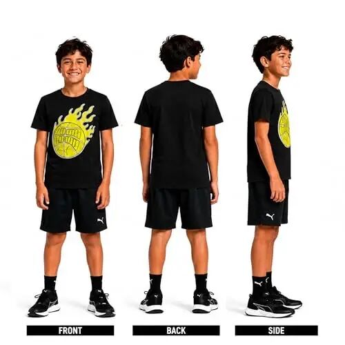 PUMA Boys T-Shirts Athletic Crewneck Short Sleeve Tees (Sizes S-XL) | Soft Breathable Cotton Blend, Comfortable Casual Fit, Great for School, Play & Everyday Wear - Puma (1)