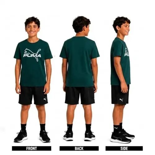 PUMA Boys T-Shirts Athletic Crewneck Short Sleeve Tees (Sizes S-XL) | Soft Breathable Cotton Blend, Comfortable Casual Fit, Great for School, Play & Everyday Wear - Puma (1)