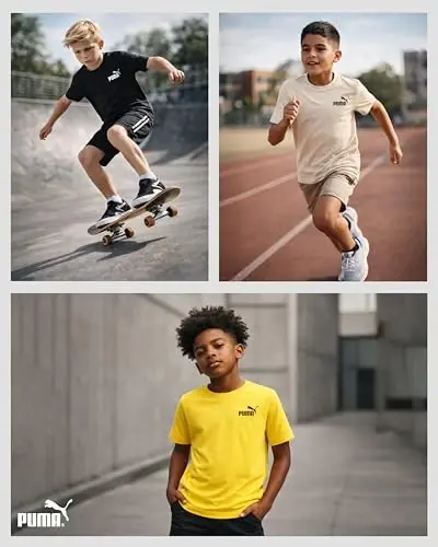 PUMA Boys T-Shirts Cotton Crewneck Short Sleeve Tees (Sizes 8-20) | Soft Breathable Fabric, Comfortable Active Fit, Great for School, Sports & Everyday Casual Wear - Puma (1)