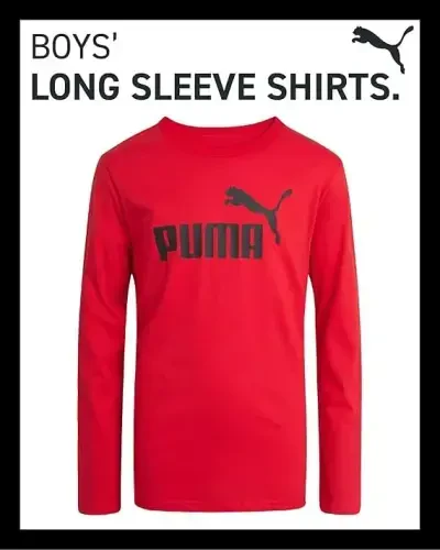 PUMA Boys uzun qisma ko'ylaklar - O'g'il bolalar uchun nafas oladigan atletik ekipaj bo'yinli uzun qisma ko'ylaklar - Kundalik tepa futbolkalari (8-20 o'lchamlar) - Modazone (1)