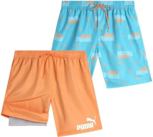PUMA erkaklar uchun cho'milish kostyumi - 2 dona tez quriydigan cho'milish trusiklari, to'r kompressli astarli - 8 dyuymli ichki chokli suzish kiyimlari (S-XL) - MODAZONE