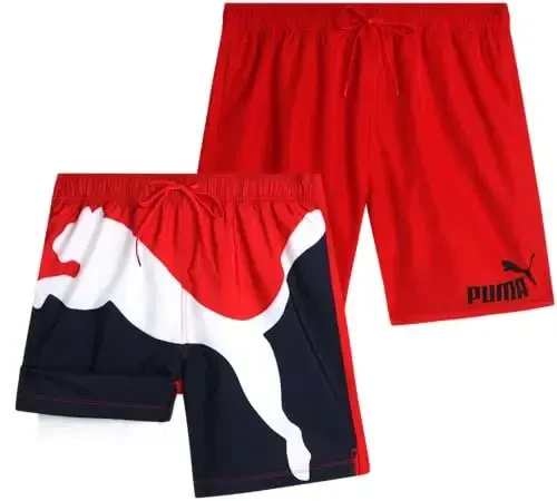 PUMA erkaklar uchun cho'milish kostyumi - 2 dona tez quriydigan suzish shortlari, to'rli kompressiya astarli - 8 dyuymli ichki chokli suzish kiyimi (S-XL) 