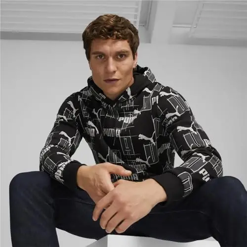 PUMA erkaklar uchun Essentials Logo Fleece Hoodie (Katta va baland bo'ylilar uchun mavjud) - 3