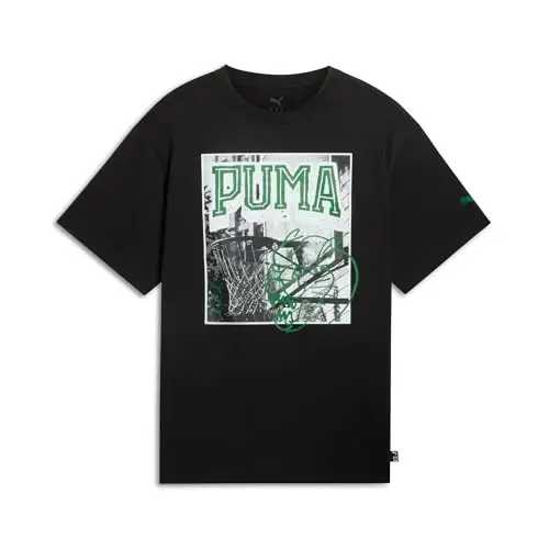PUMA Erkaklar uchun kundalik kiyim, grafik naqshli, qisqa yengli futbolka 