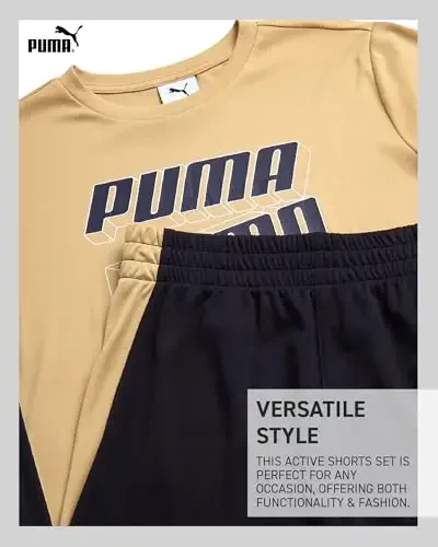 PUMA Boys Active Shorts Set - 2 Piece Dry Fit T-Shirt and Performance Gym Shorts - Activewear Clothing Set for Boys (4-16) - 3