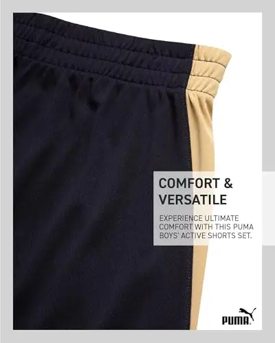 PUMA Boys Active Shorts Set - 2 Piece Dry Fit T-Shirt and Performance Gym Shorts - Activewear Clothing Set for Boys (4-16) - 5