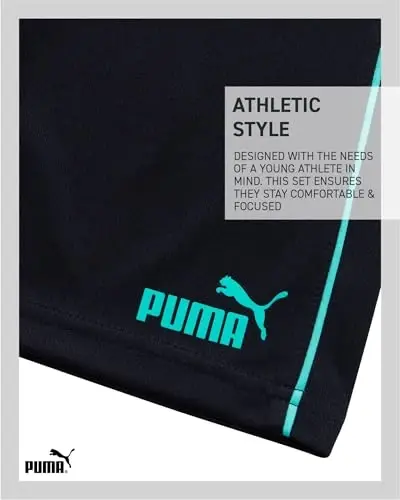PUMA Boys Active Shorts Set - 2 Piece Dry Fit T-Shirt and Performance Gym Shorts - Activewear Clothing Set for Boys (4-16) - 6
