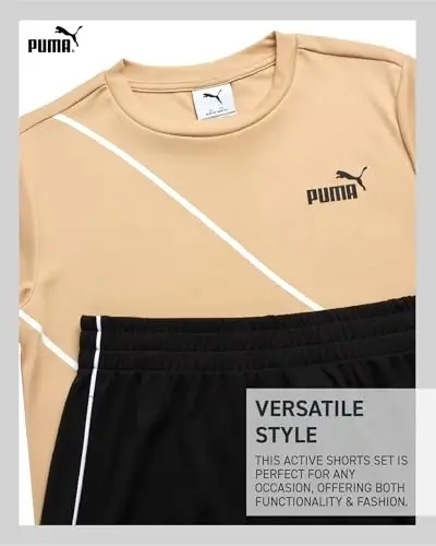 PUMA Boys Active Shorts Set - 2 Piece Dry Fit T-Shirt and Performance Gym Shorts - Activewear Clothing Set for Boys (4-16) - 3