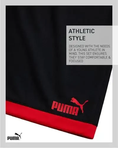 PUMA Boys Active Shorts Set - 2 Piece Dry Fit T-Shirt and Performance Gym Shorts - Activewear Clothing Set for Boys (4-16) - 6