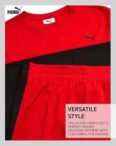 PUMA Boys Active Shorts Set - 2 Piece Dry Fit T-Shirt and Performance Gym Shorts - Activewear Clothing Set for Boys (4-16) - 3