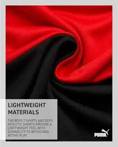 PUMA Boys Active Shorts Set - 2 Piece Dry Fit T-Shirt and Performance Gym Shorts - Activewear Clothing Set for Boys (4-16) - 4