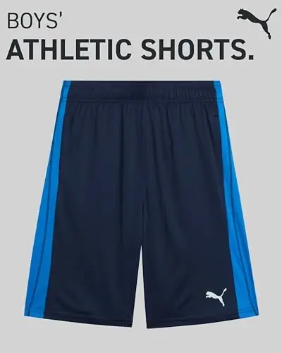 PUMA Boys Athletic Shorts - Quick Dry Breathable Interlock Performance Boys Basketball Shorts with Pockets (Sizes: 4-20) - 2