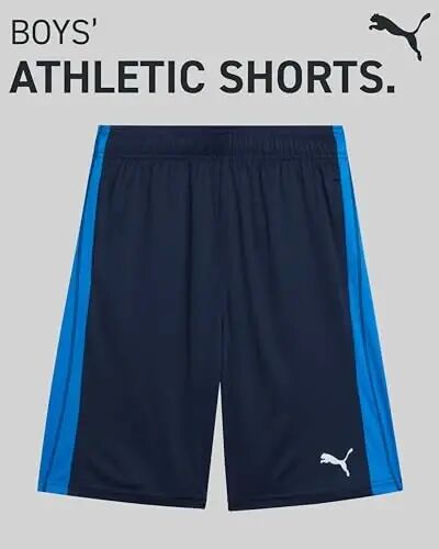 PUMA Boys Athletic Shorts - Quick Dry Breathable Interlock Performance Boys Basketball Shorts with Pockets (Sizes: 4-20) - 2