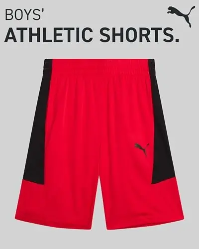 PUMA Boys Athletic Shorts - Quick Dry Breathable Interlock Performance Boys Basketball Shorts with Pockets (Sizes: 4-20) - 2